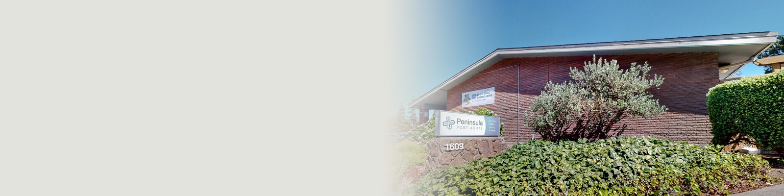 The front entrance to Peninsula Post Acute
